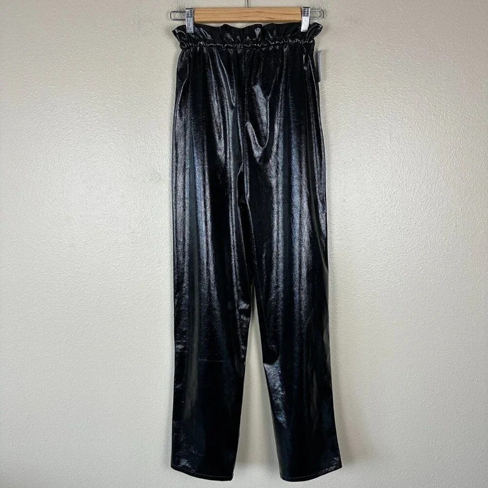 Wilfred Women's Pants Trousers Jive High Rise Faux Leather Shiny Black XS NWT